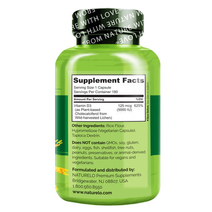 Cápsulas de vitamina D3 5000 UI de NATURELO