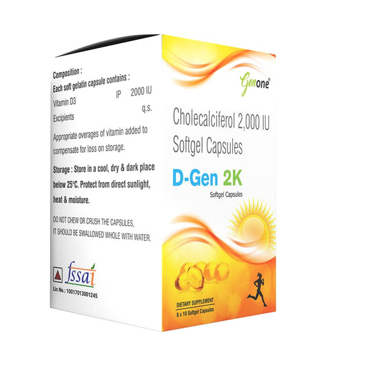 Cápsulas vitamin d3 genone dgen 2k para salud ósea e inmunidad