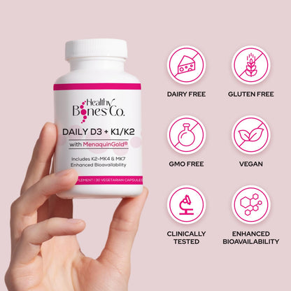Cápsulas de vitamina D3 y K2 para adultos
