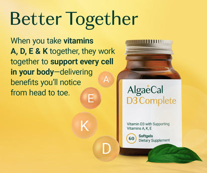 Cápsulas de vitamina D3 K2 ALGAECAL para huesos y sistema inmune