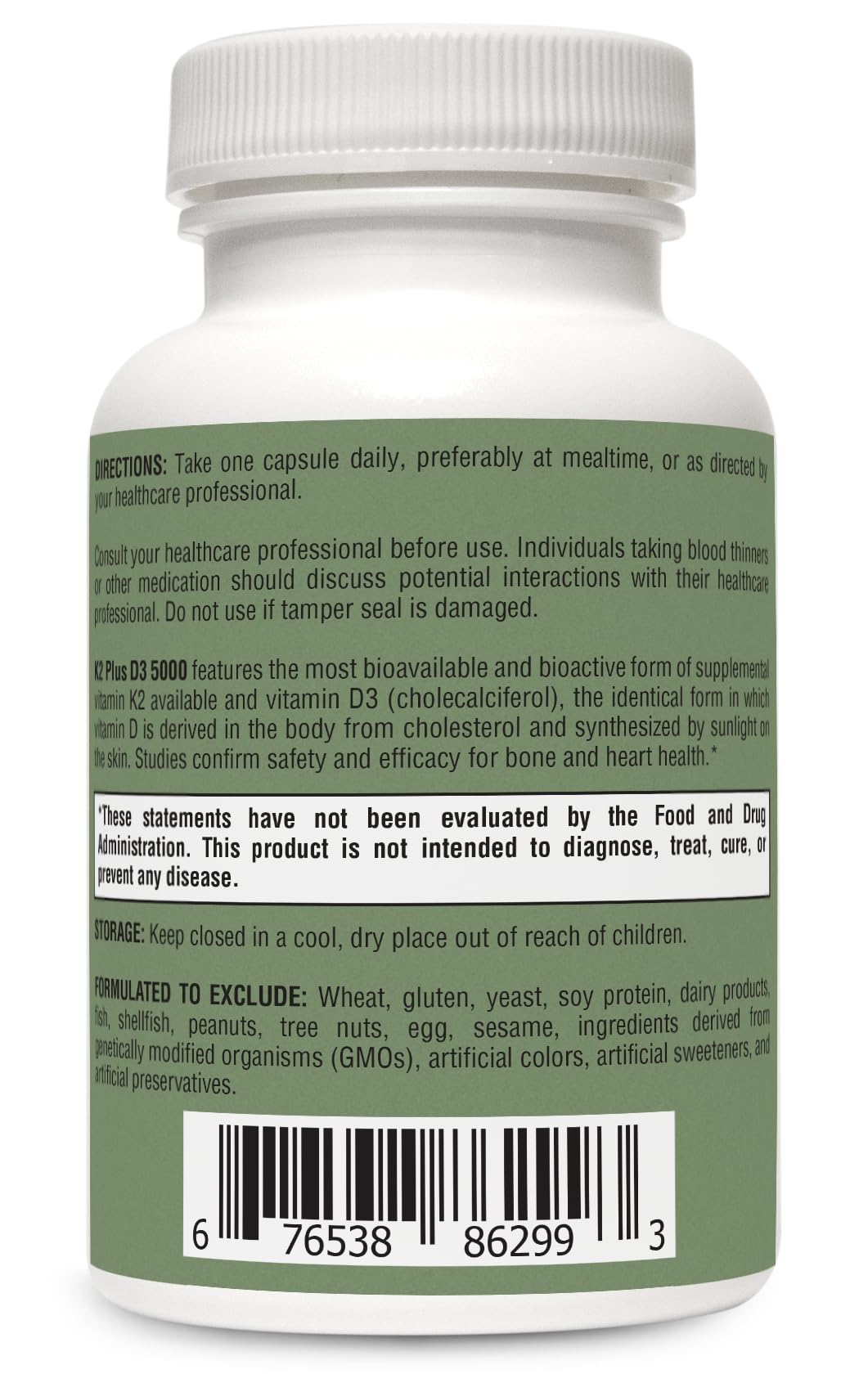 Cápsulas vitamina D3 y K2 MK7 RetzlerRx para huesos y corazón
