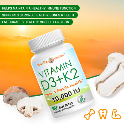 Cápsulas de vitamina d3 y k2 NoMiLu para salud ósea y muscular