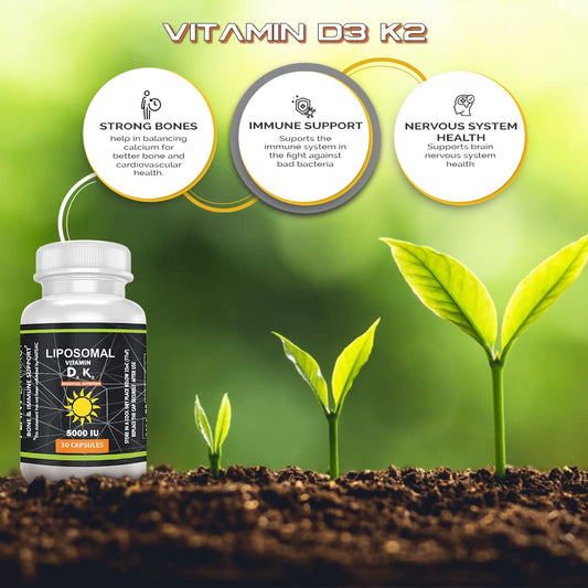 Cápsulas de Vitamina D3/K2 para salud ósea y cardiovascular