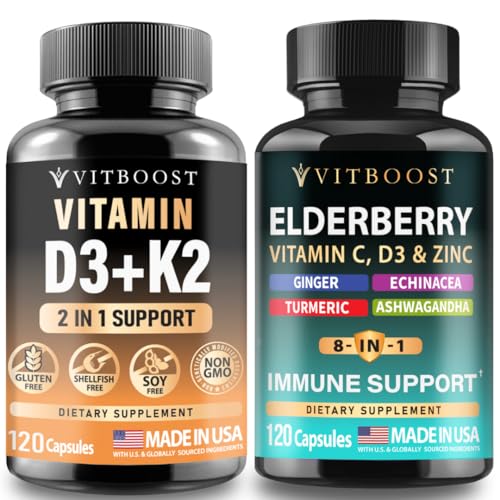 Capsulas de vitamina D3 K2 con suplemento inmunológico de saúco