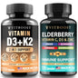 Capsulas de vitamina D3 K2 con suplemento inmunológico de saúco