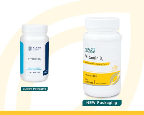 Cápsulas vitamina D3 Klaire Labs alta potencia 5000 UI