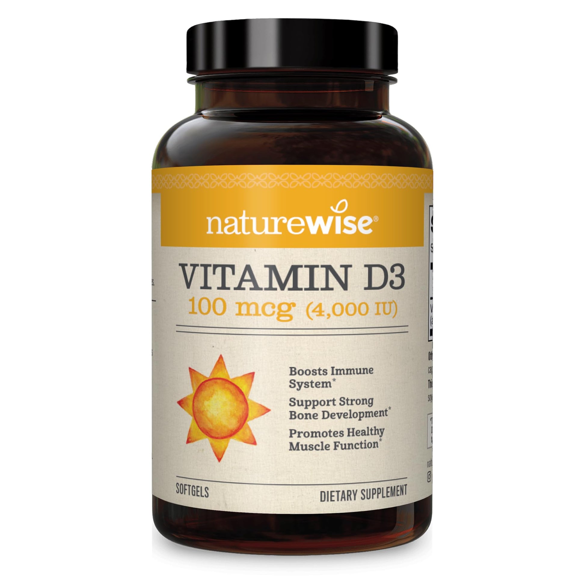 Cápsulas de vitamina D3 NatureWise 4000IU