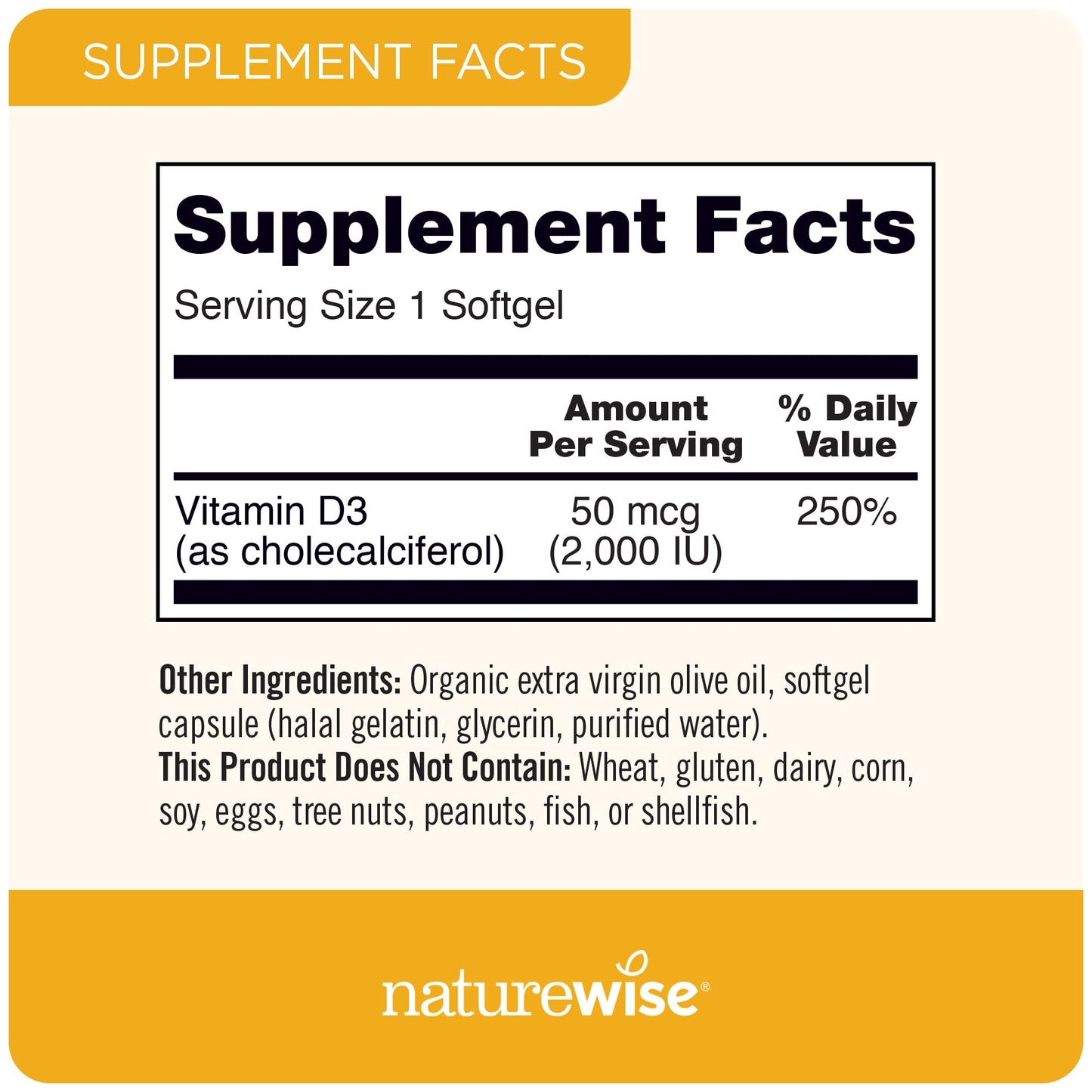 Cápsulas de vitamina D3 NatureWise para salud ósea y muscular