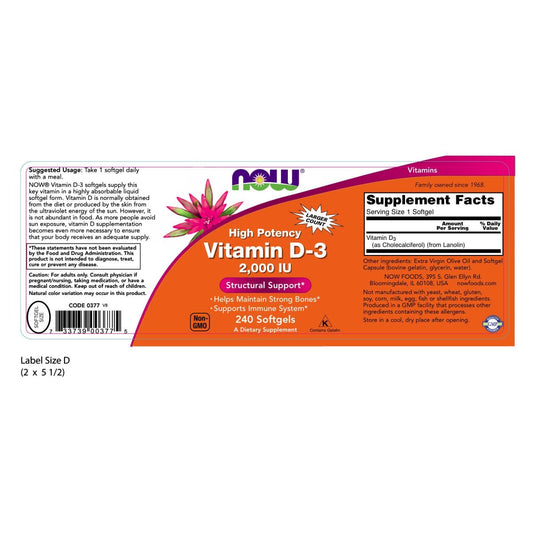 Cápsulas de vitamina D3 NOW Foods presentación multipack