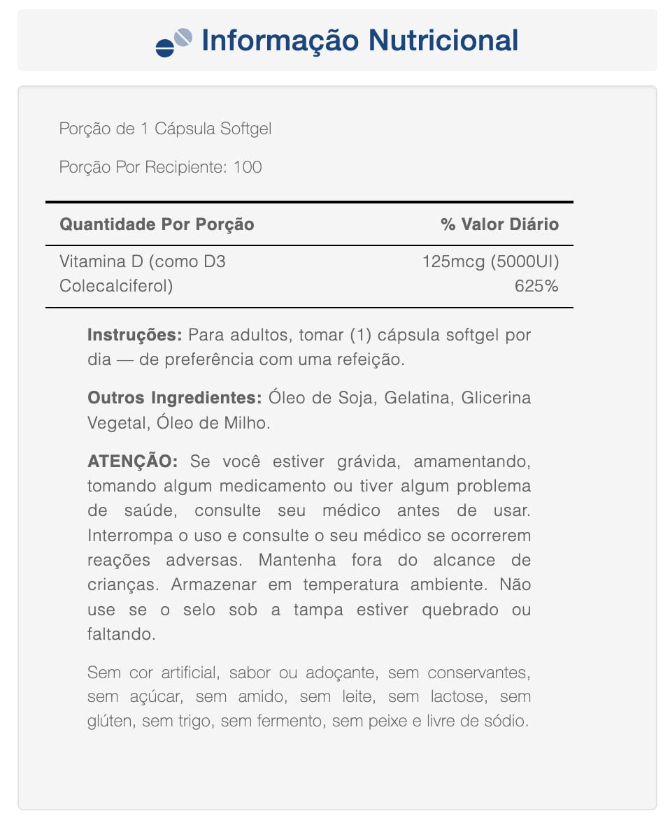 Cápsulas Vitamina D3 Puritan's Pride
