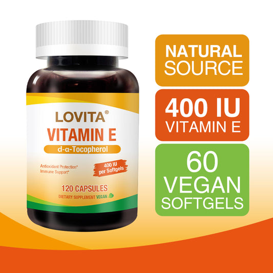 Cápsulas de Vitamina E Lovita 400 UI naturales para antioxidante