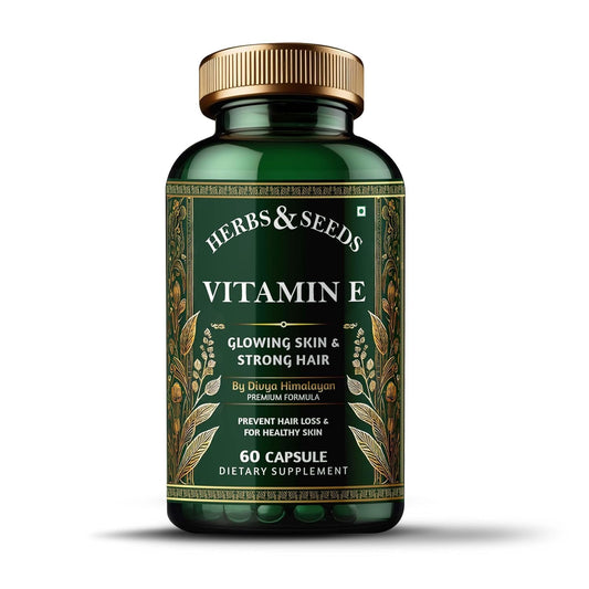 Cápsulas de vitamina E natural HERBS & SEEDS para salud de piel y uñas