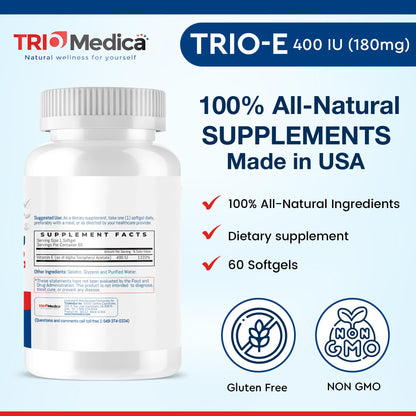Cápsulas de Vitamina E TrioMedica sin gluten