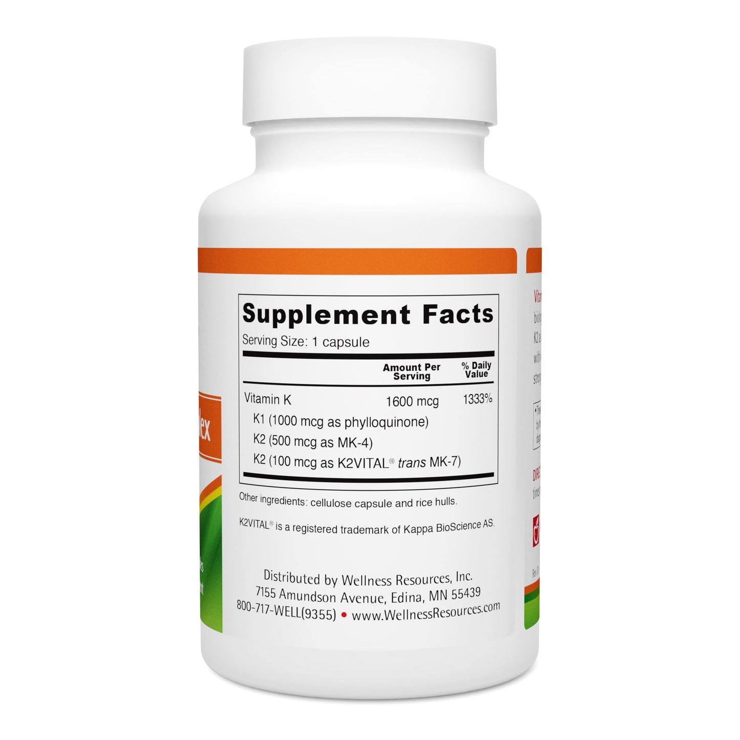 Cápsulas vitamina K Wellness Resources para salud arterial y renal