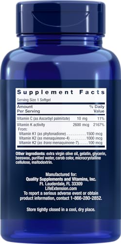 Cápsulas vitamina K1 y K2 Life Extension