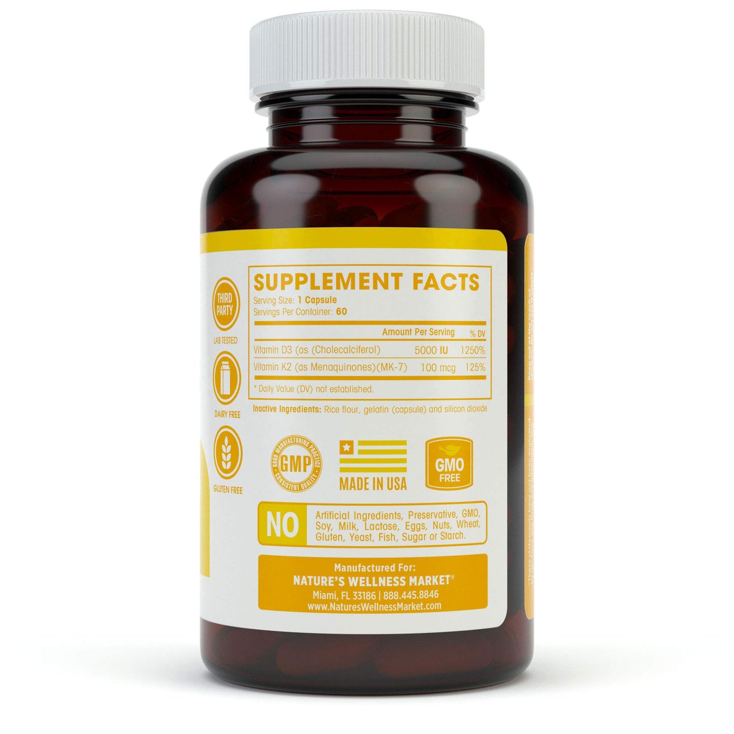 Cápsulas vitamina K2 y D3 soporte cardiovascular y óseo