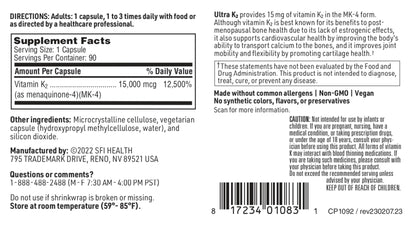 Cápsulas de vitamina k2 ultra k2 klaire labs suplemento huesos corazón