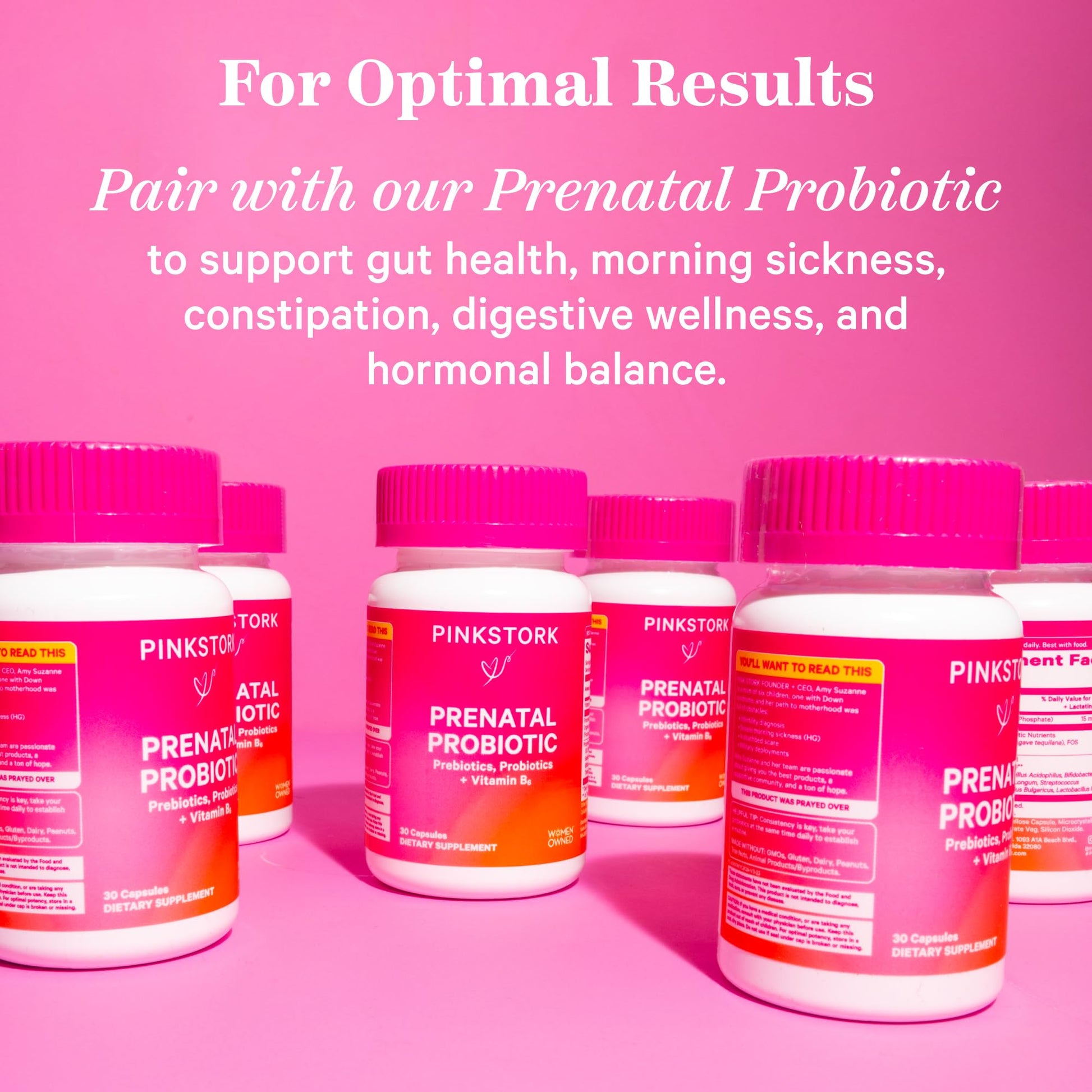 Cápsulas vitamina prenatal Pink Stork para apoyo fetal