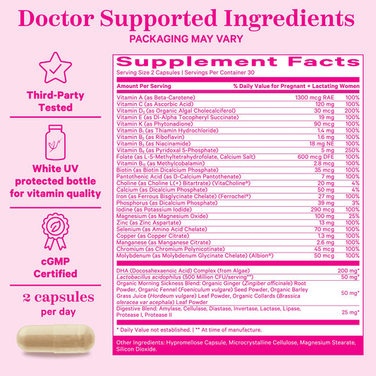 Cápsulas de vitamina prenatal Pink Stork Premium