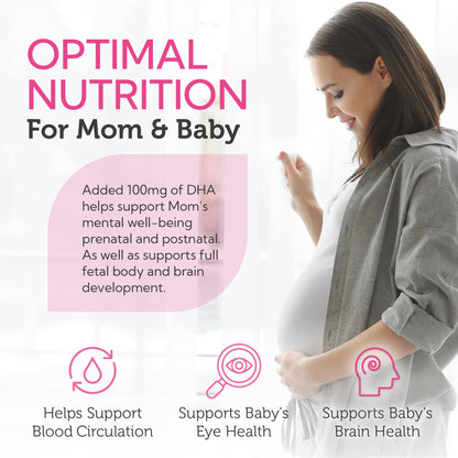 Cápsulas blandas de vitamina prenatal Zahler Mighty Mini con DHA