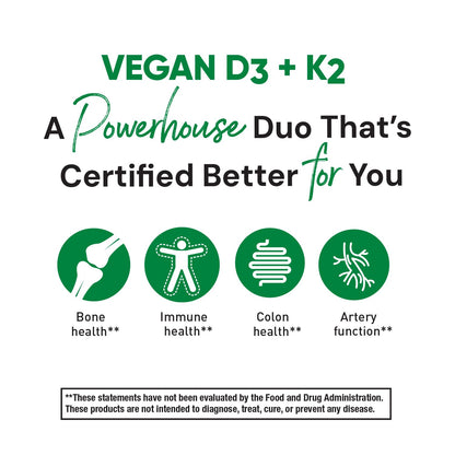 Cápsulas vitaminas d3 k2 veganas salud ósea Country Life