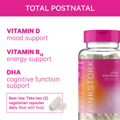 Cápsulas de vitaminas postnatales Pink Stork para mamá y bebé