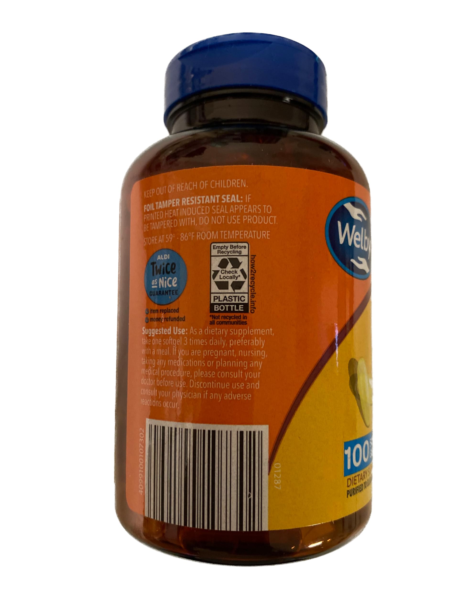 Cápsulas Welby Omega-3 en frasco cerrado