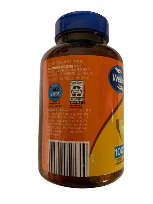 Cápsulas Welby Omega-3 en frasco cerrado