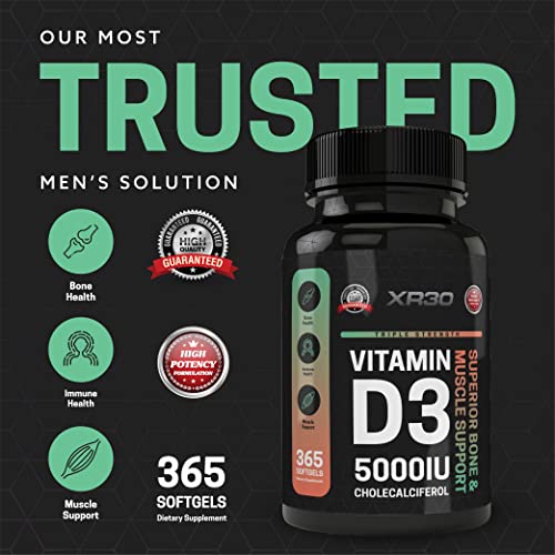 Cápsulas XR30 vitamina D3 5000IU premium para hombres