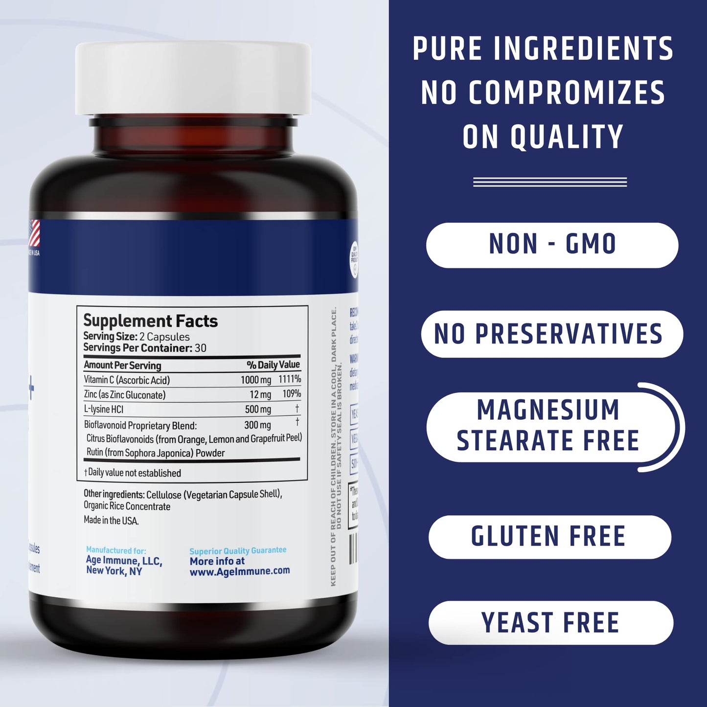 Cápsulas y caja suplemento vitamina c AgeImmune