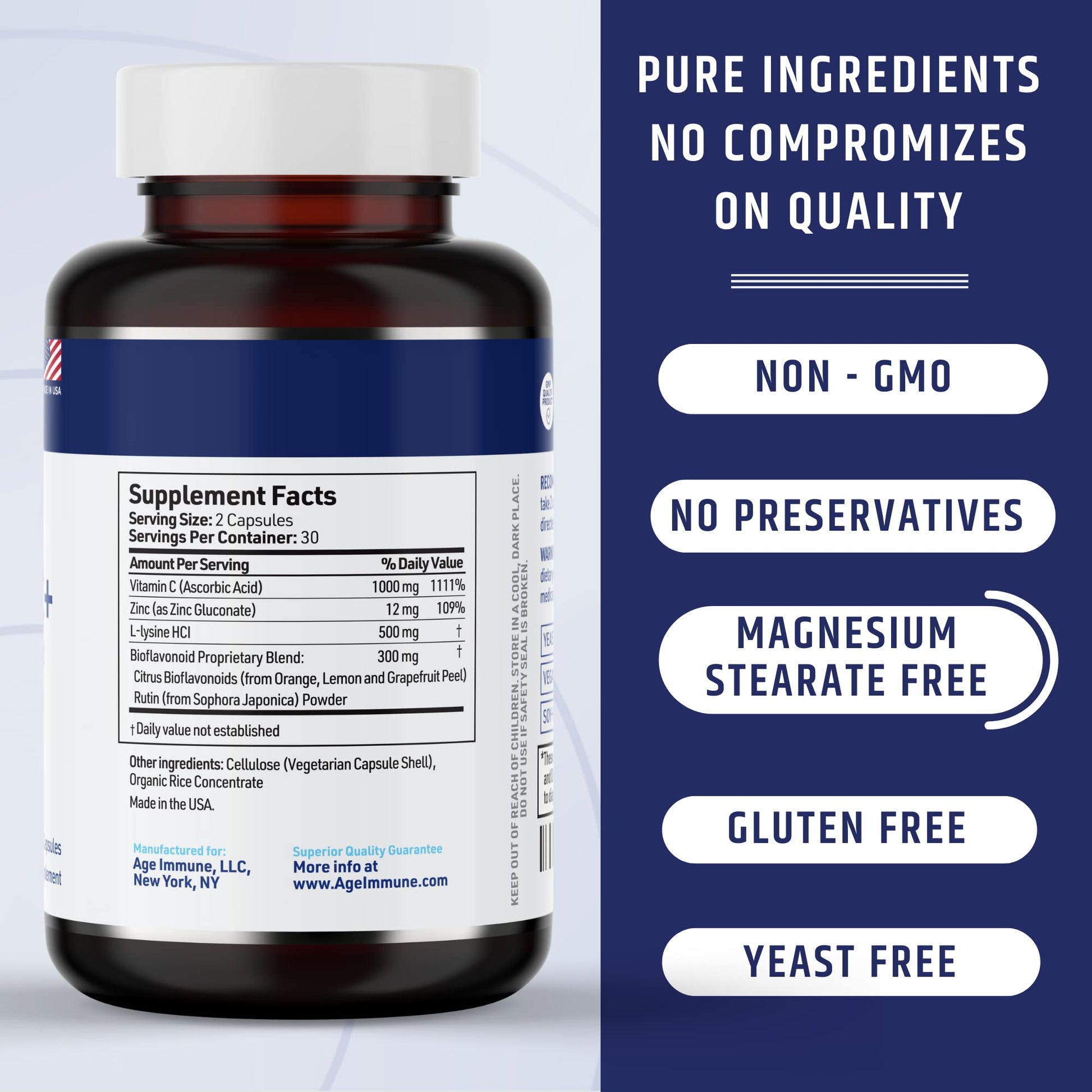 Cápsulas y caja suplemento vitamina c AgeImmune