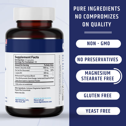 Cápsulas y caja suplemento vitamina c AgeImmune