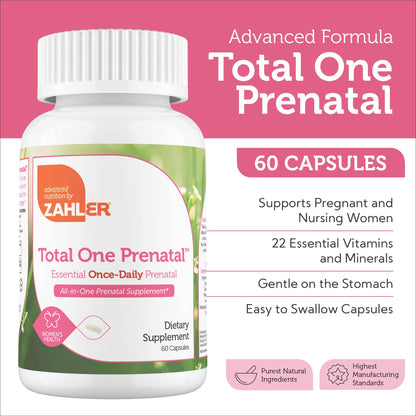 Cápsulas Zahler Total One multi prenatal con hierro y ácido fólico