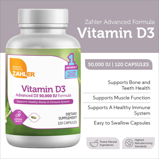 Cápsulas Zahler Vitamina D3 semanal 50000 UI