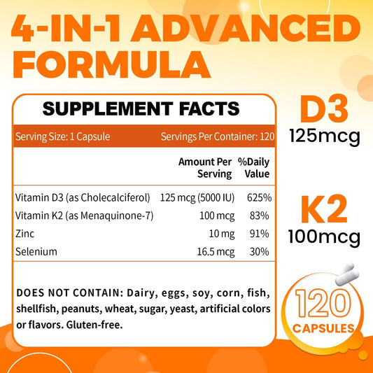 Cápsulas ZEBORA vitamina D3 y K2 para salud