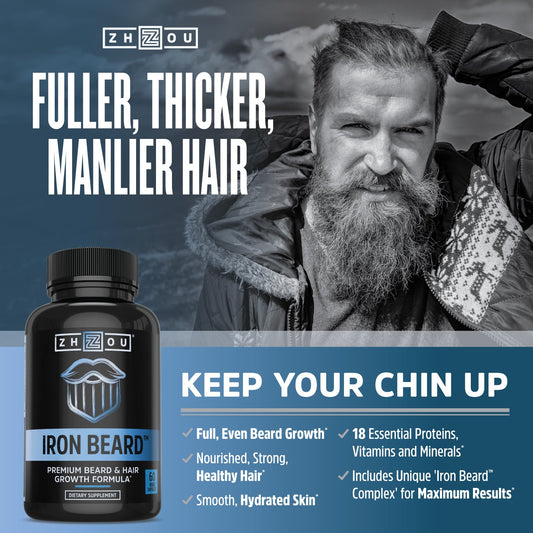 Cápsulas Zhou Iron Beard para barba más gruesa y saludable