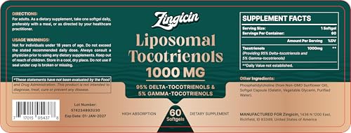 Cápsulas Zingicin vitamina e tocotrienoles vista lateral
