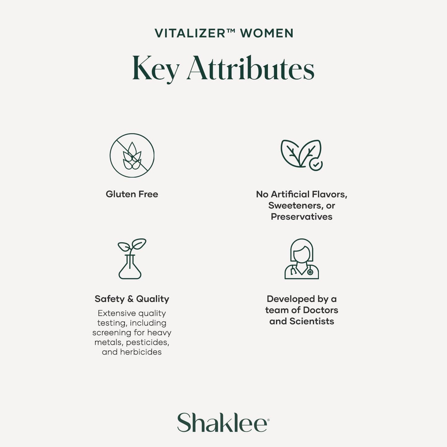 Características clave de Vitalizer Mujeres