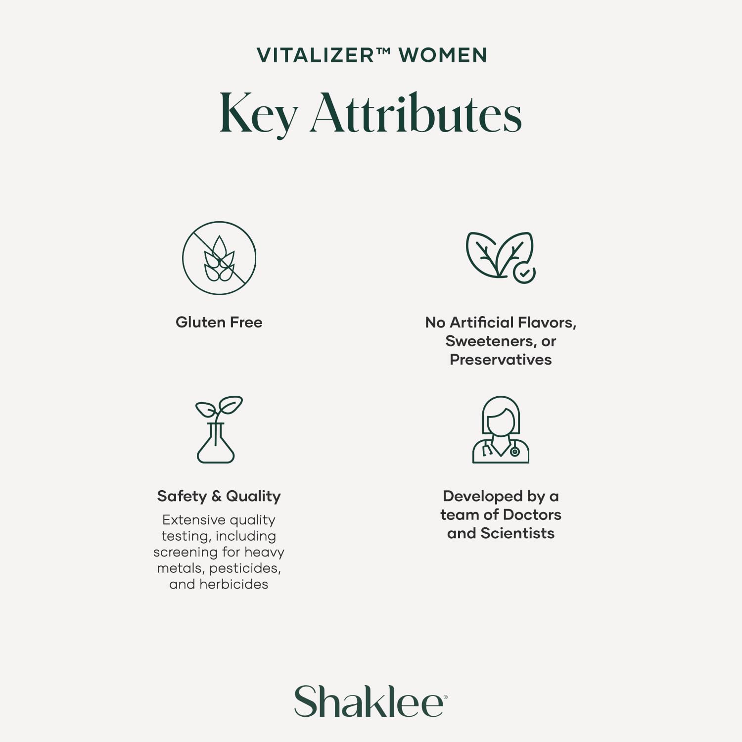 Características clave de Vitalizer Mujeres
