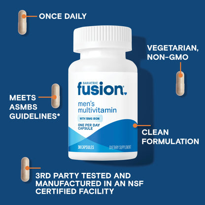 Características del multivitamínico Bariatric Fusion: una cápsula diaria.