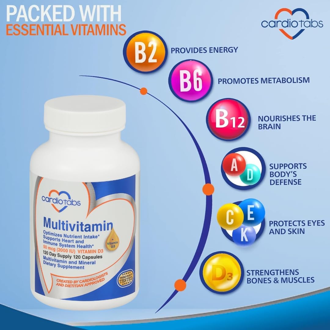 Cardiotabs multivitamínico, soporte nutricional completo para vitalidad.