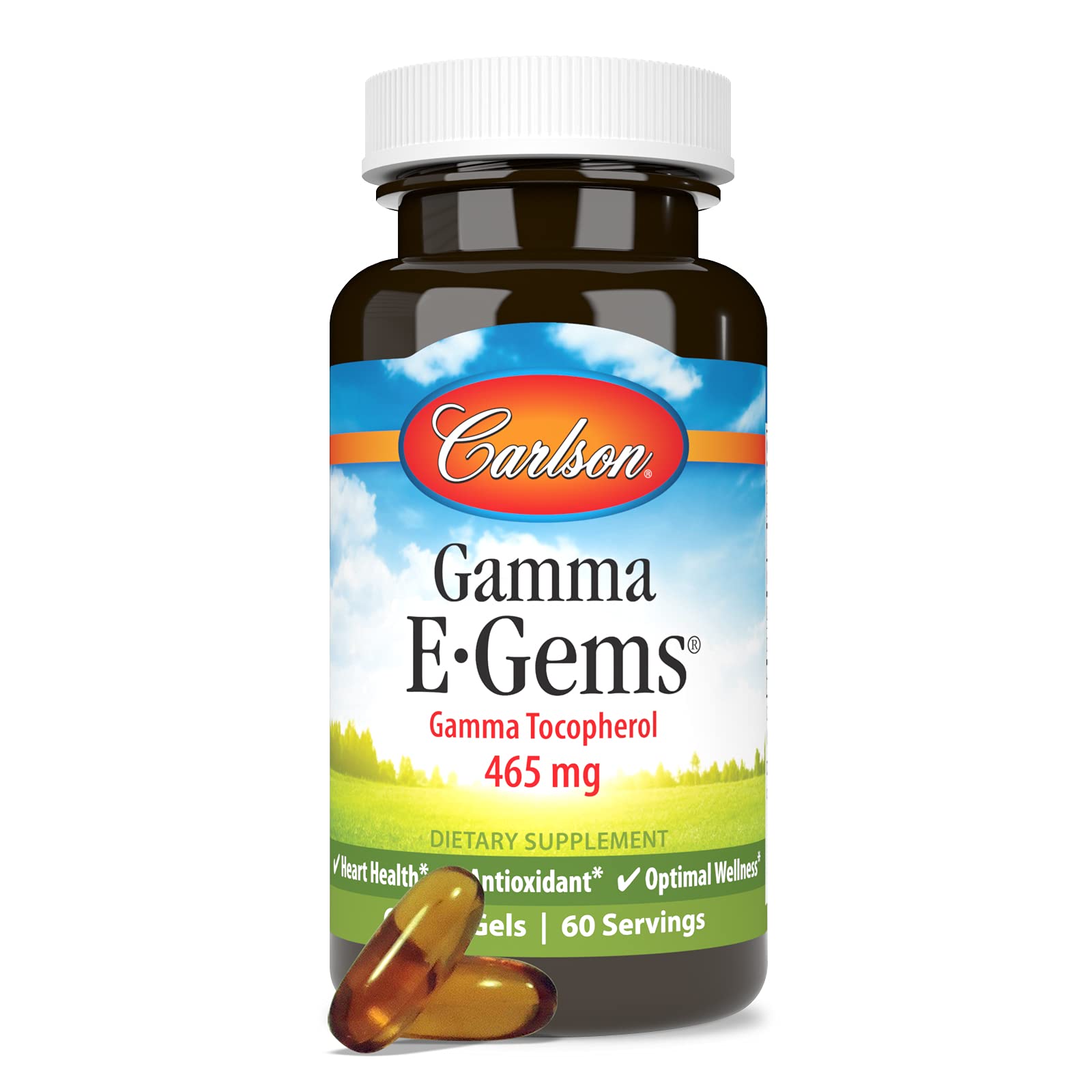 Carlson 465 mg Gamma Tocoferol cápsulas antioxidantes para corazón