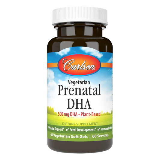 Carlson DHA prenatal vegetariano 500 mg cápsula blanda envase
