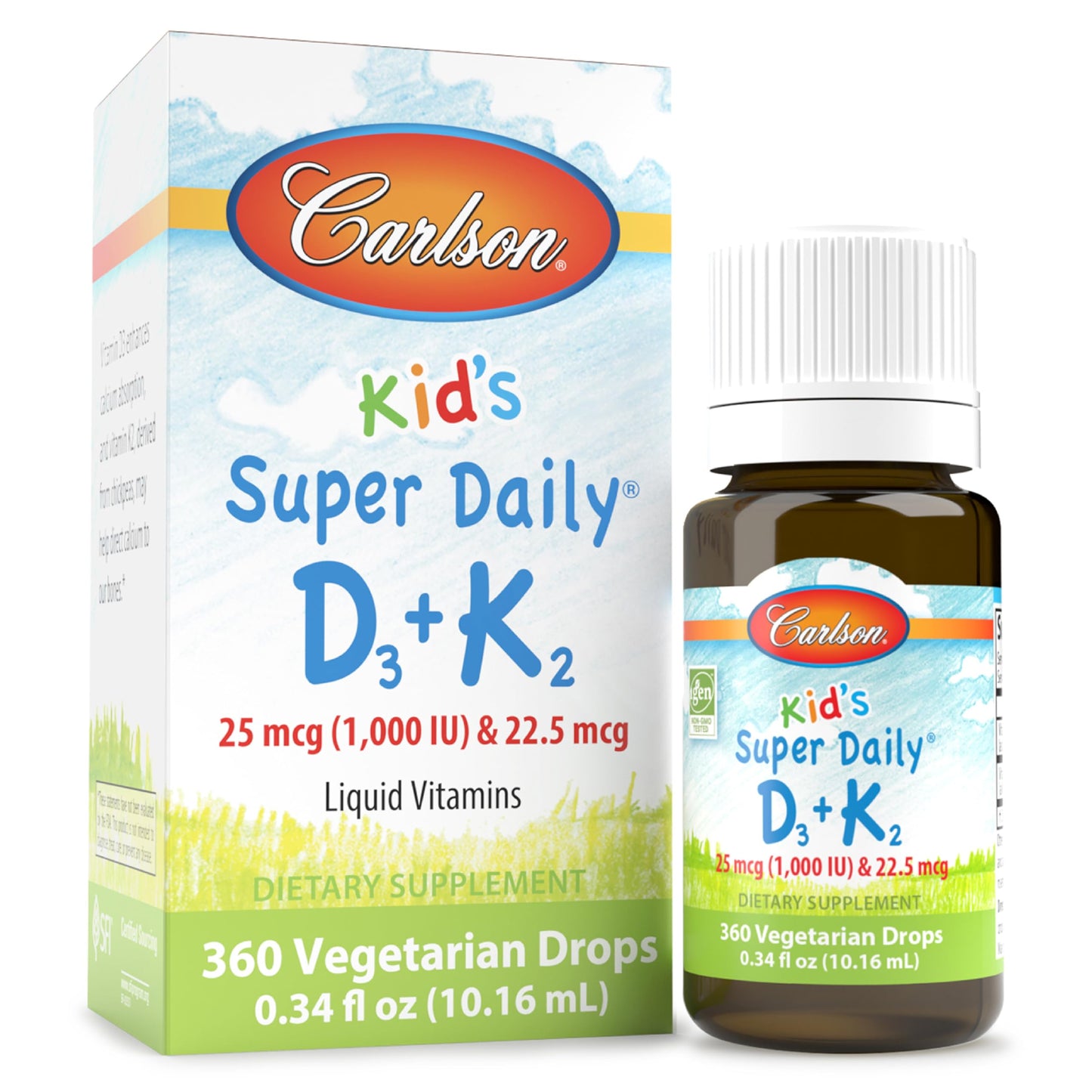 Carlson gotas vitamina D3 y K2 para niños 360 unidades