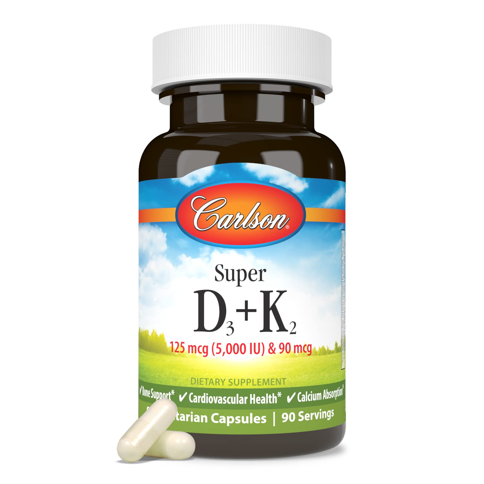 Carlson suplemento D3 y K2 para absorción calcio