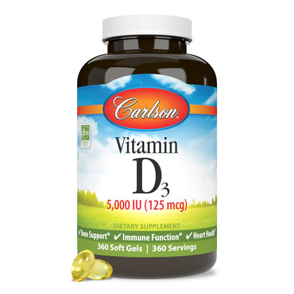 Carlson suplemento vitamina d3 cápsula blanda vista cercana