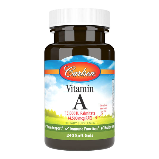 Carlson Vitamina A palmitato 15000 UI frasco 240 cápsulas blandas