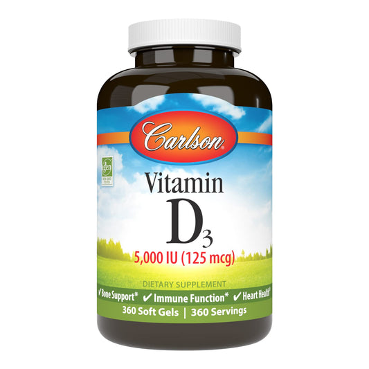 Carlson vitamina d3 5000 iu frasco 360 cápsulas blandas