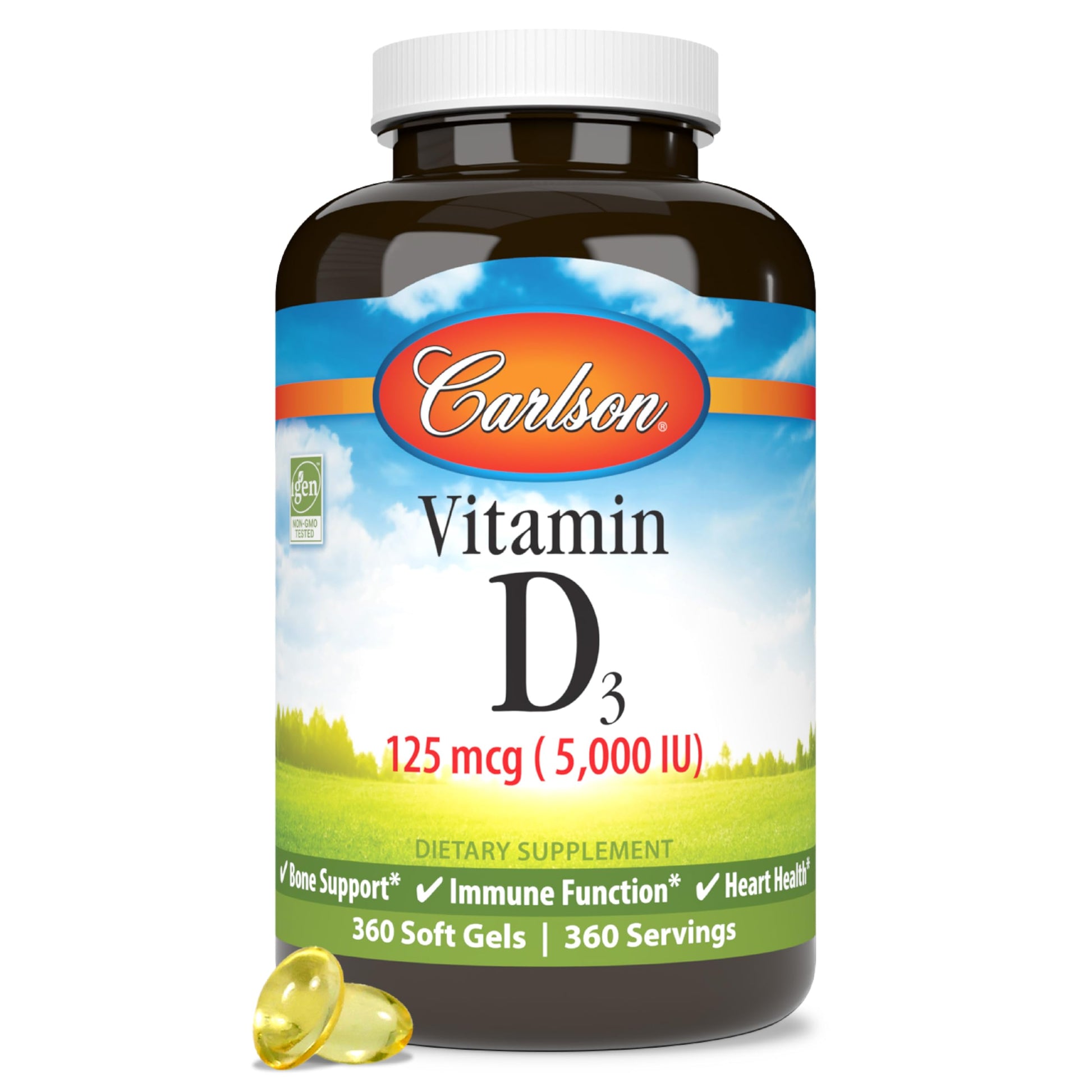 Carlson vitamina d3 5000 iu frasco presentación frontal
