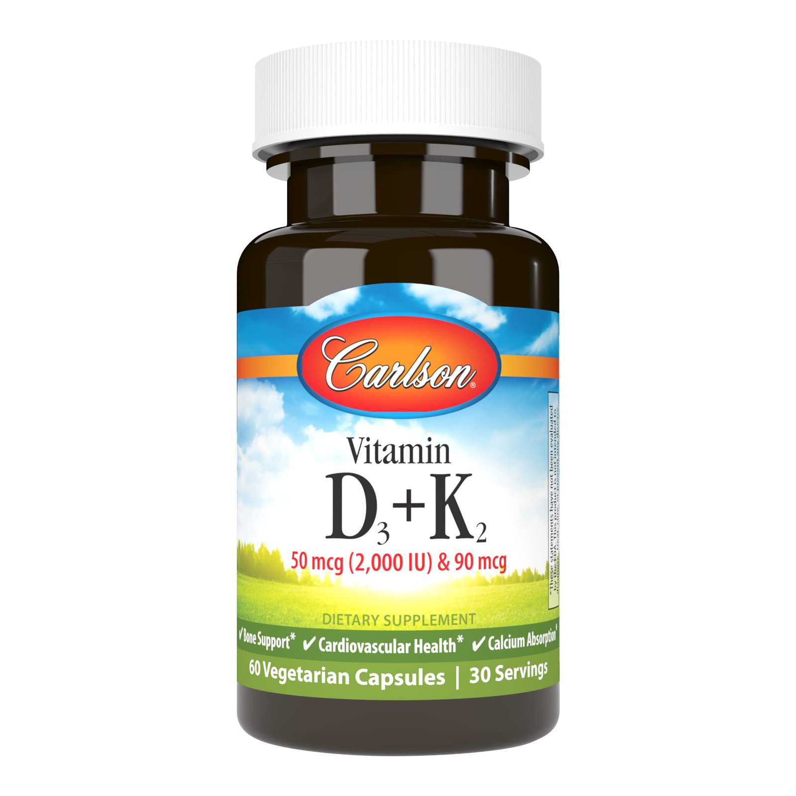 Carlson vitamina d3 y k2 60 cápsulas frasco